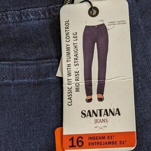 BOGO Santana Tummy Control Jeans Slim Leg Mid Rise Size 16 Blue inseam 31